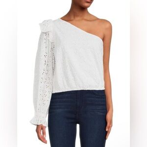 NWT CAMI NYC Ardana White Eyelet One Shoulder Top - Sz S